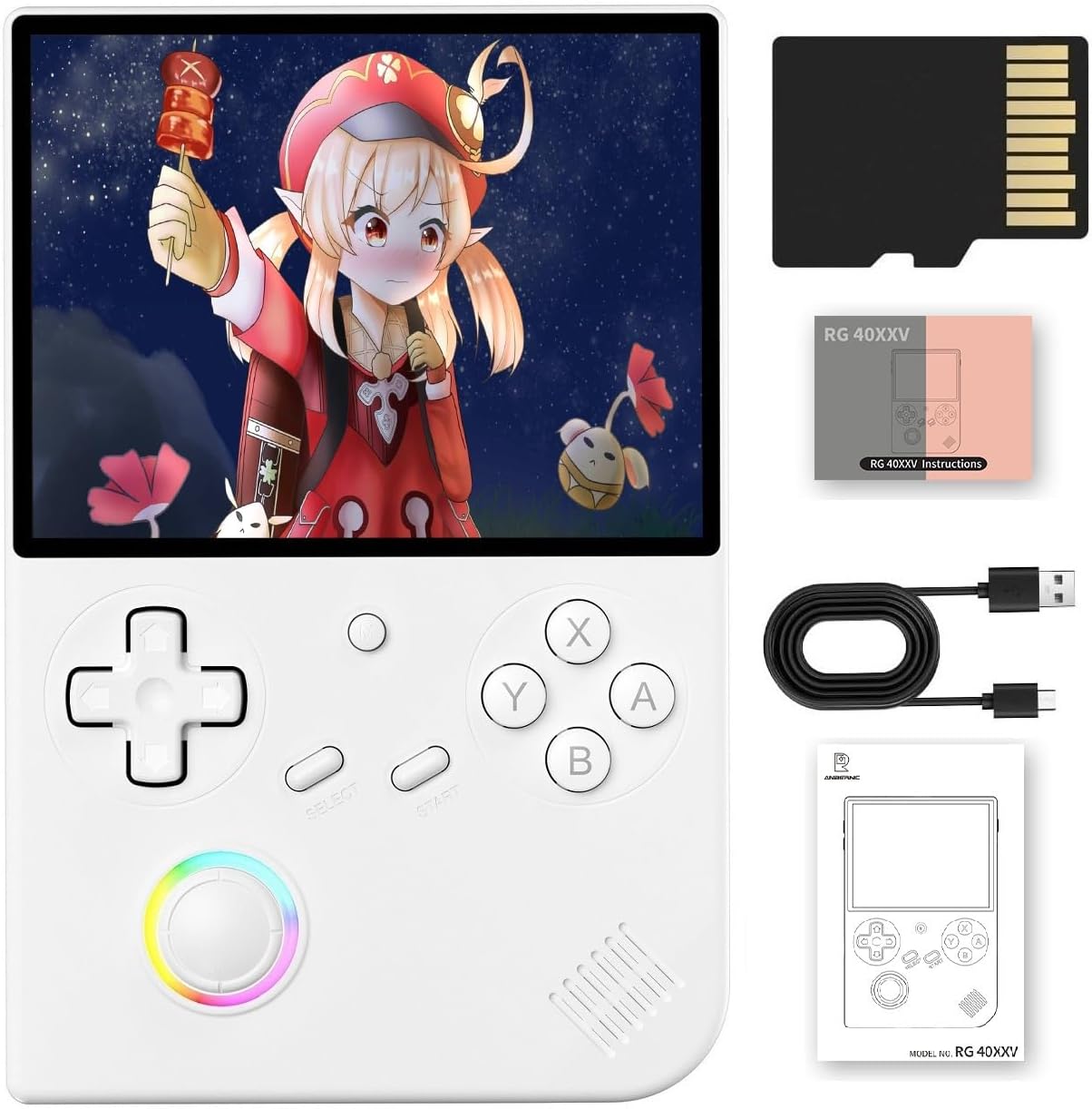 G350 Retro Handheld Game Console , 3.5 Inch IPS Screen Linux System Built-in 64G TF Card 4371 Games Preloaded Handheld Game Console 3200mAh Battery(Gray)