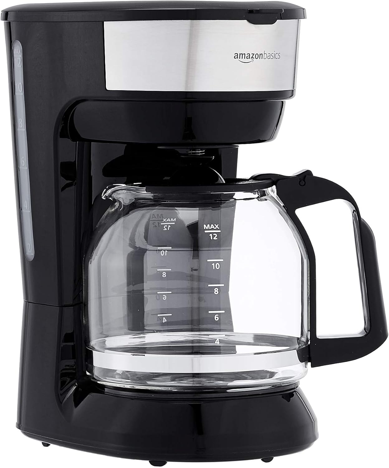 12 Cup Drip Coffee Maker, Coffee Machine with Glass Coffee Pot (1.9 Qt), Auto Shut-off, Auto Pause, Removable Filter Basket, Black & Silver