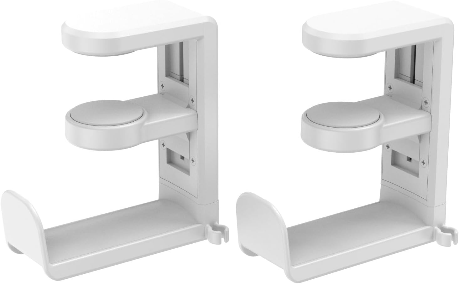 Rotating Headphone Stand - PC Gaming Headset Holder, Adjustable Clamp-on Under Desk Hanger With 360 Degree Swivel & Cable Clip Organizer - Black