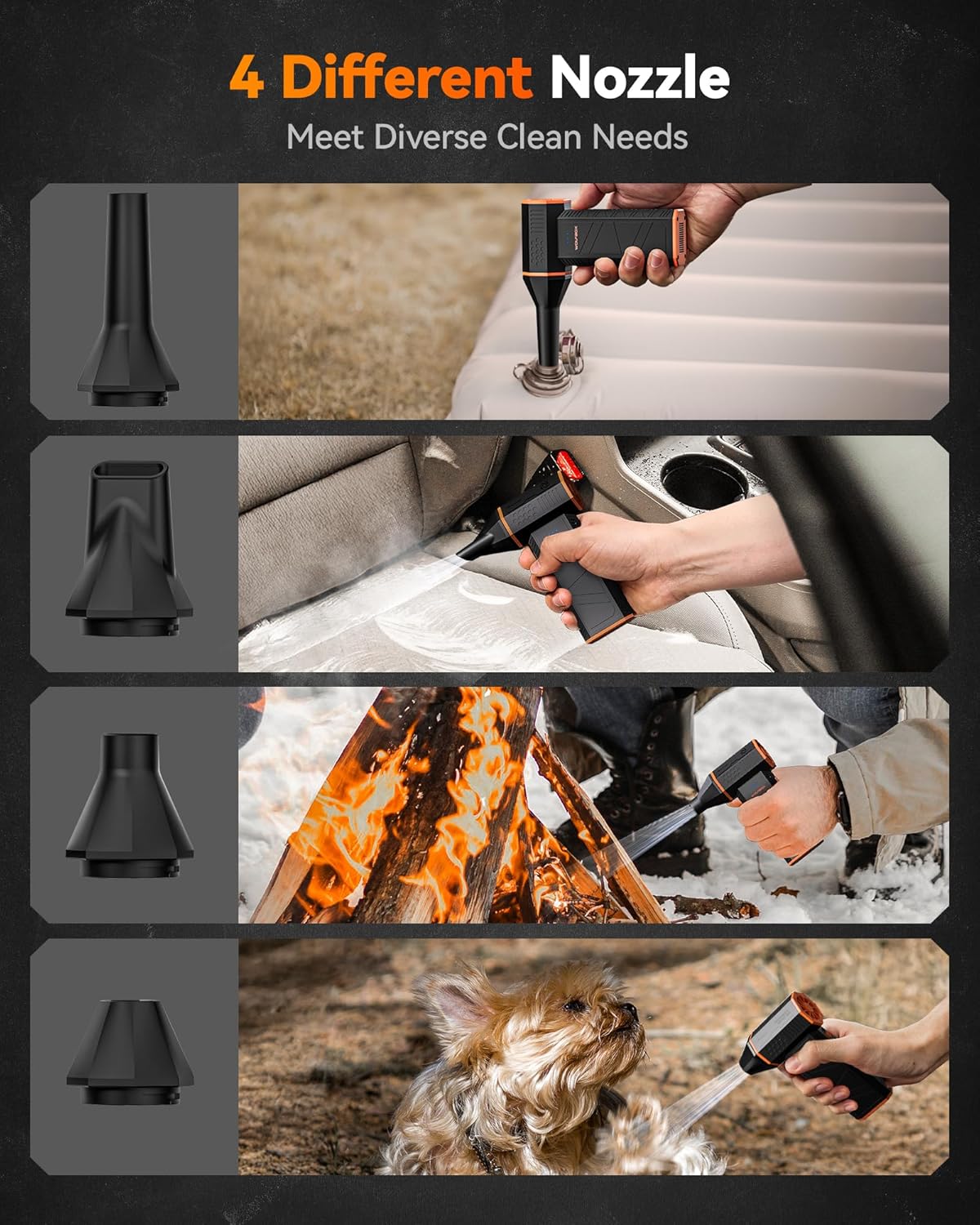 MF50 Compressed Air Duster-110000RPM Super Power Electric Air Duster, 3-Gear Adjustable Mini Blower with Fast Charging, Dust Blower for Computer, Keyboard, House, Outdoor and Car